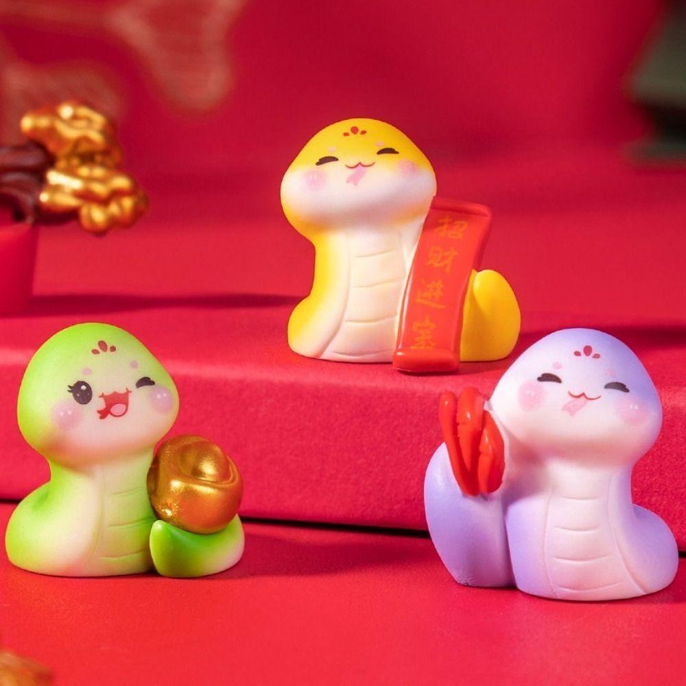 

Cartoon New Year Snake Figurine Chinese Style Mini Snake Ornament Lucky Snake Figurine Home Decor 8PCS