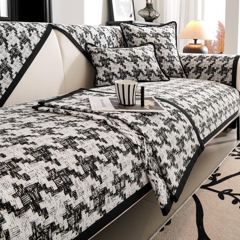 Houndstooth Sofa Cushion Four Seasons Universal Light Luxury Modern High-End Non-Slip Cushion Sofa Cover Cushion