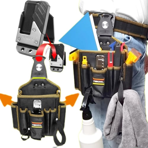 Laxewzul Waist Bag, Tool Pouch, Nail Pouch with Detachable Tool Holder, Waterproof, Durable, Lightweight Nylon Material, Belt Attachable, Small Item S