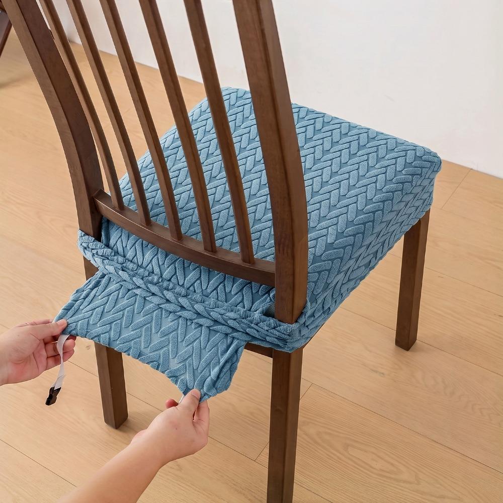 Anti-Slip Buckle Dining Chair Cover Stretch Jacquard Seat Cover Chair Seat Cover  Chair Protection