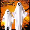 Buoniganuo Halloween Cosplay Kids Ghost Cape Costume Tattoo and Pumpkin Tote and Vampire Costumes for School Club and Family Adults and Girls and Size