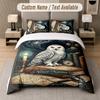 Owl Birds Theme Custom Text Or Name 3Pcs Bedding Set 1 Flat Sheet & 2 Pillowcases Personalized Home Bedding