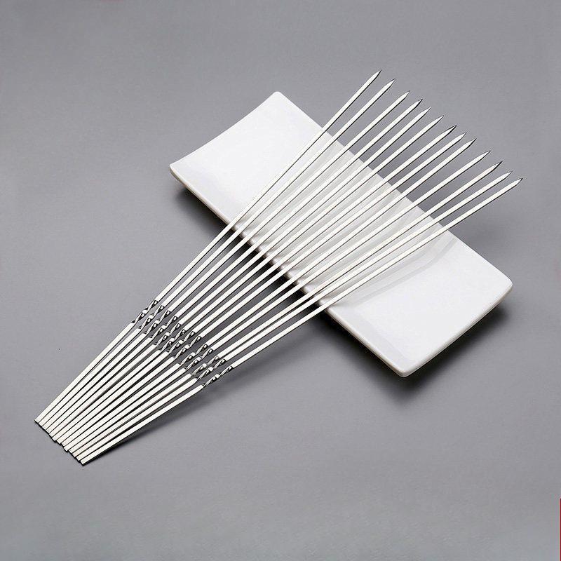 

33CM Stainless Steel Flat BBQ Skewers Set for Outdoor Grilling and Roasting, Durable Metal Kebab Sticks for Lamb and Meat 25PCS