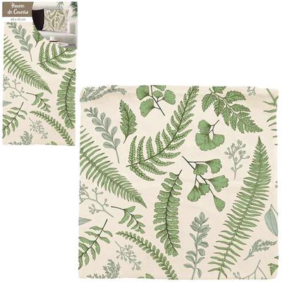 [Q4336] - Cotton Cushion Cover 'Nature' Beige Green (botanic) - 40x40 Cm