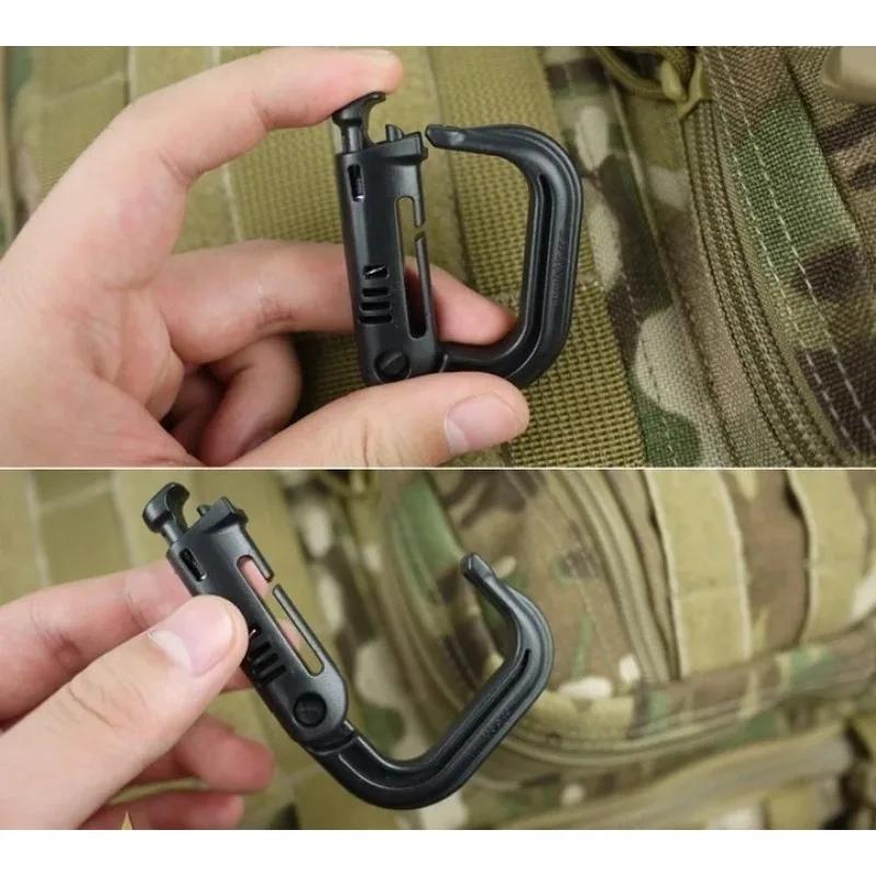 1PCS Carabiner D Locking Ring Plastic Clip Snap Type Ring Buckle Carabiner Keychain ITW Fastener Random Color