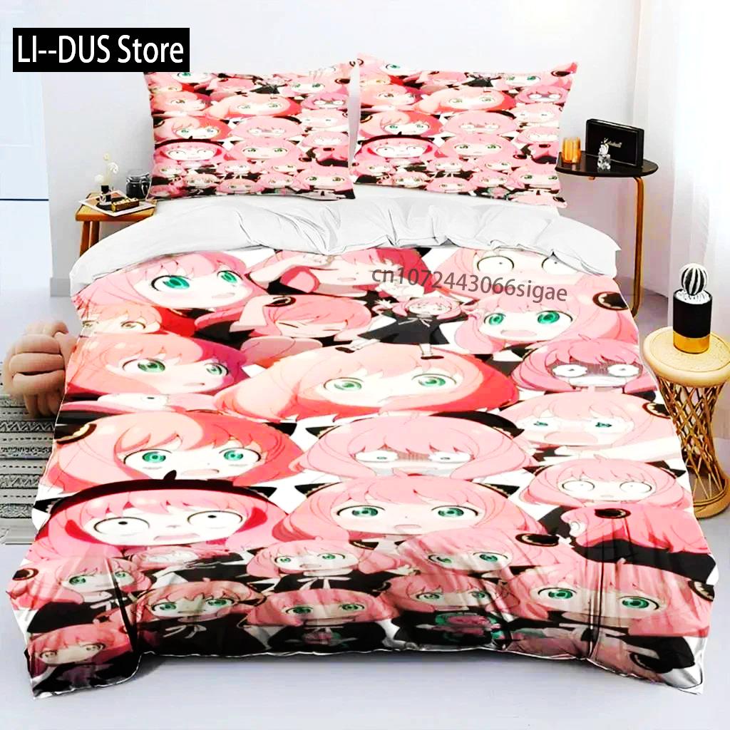 Anime SPY×FAMILY Anya Bedding Set Boys Girls Twin Queen Size Duvet Cover Pillowcase Bed Boys Adult Fashion Home Textileextile