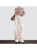 Women's Spring Style High-Waisted Oatmeal Wool Wide-Leg Fleece-Lined Pants
