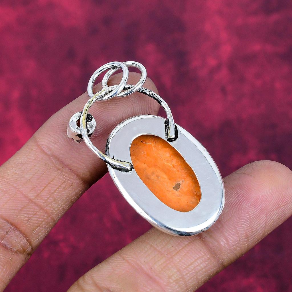 Sponge Coral & Morganite Pendant, 925 Sterling Silver Pendant Jewelry. Gift For Women Handmade Pendant Gemstone Jewelry