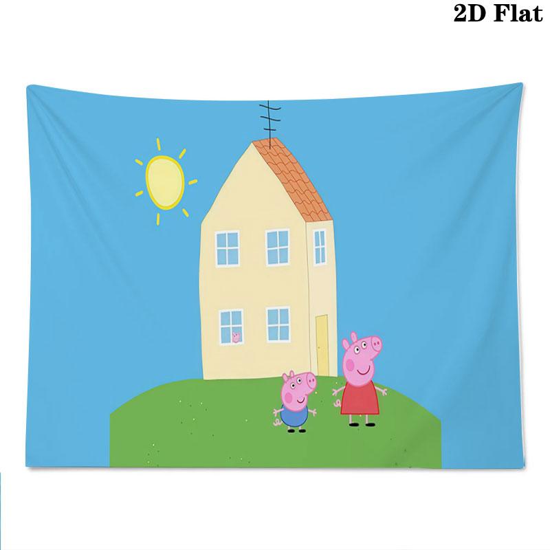 Peppa Pig Wall Tapestry, Aesthetic Printed Fabric Blanket, Suitable for Bedroom, Living Room, and Home Decor.