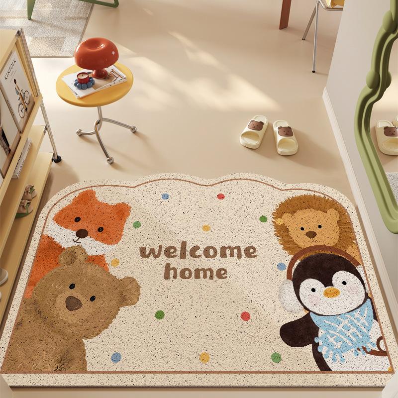 Cute Animal Party Entrance Door Floor Mat Entrance Entrance Entrance Door Scraping Mud Rubbing Soil Silk Circle Floor Mat Household Dirt-Resistant