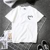 T-shirt Oversize Femme Grosse Fille Ample Manches Courtes Haut Tendance Imprimé Forme Cœur Vêtements d'Été Style Street Frit Hong Kongais Harajuku