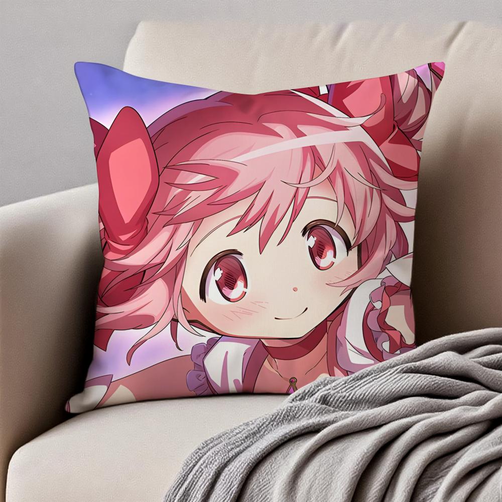 Cute Japanese Anime PPuella Magi Madoka Magica Cushion Cover Pillowcase Antidustmite Invisible Zipper Short Plush Sofa Cushion