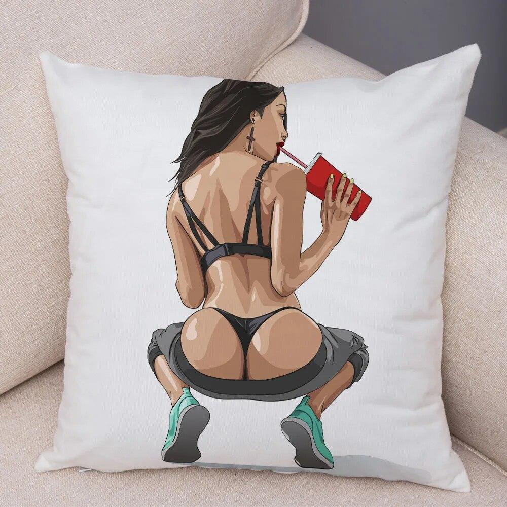 Sofa Car Home Fashion Girl Pillowcase Beautiful Sexy Ladies  Decoration Cartoon  Chest Cushion Cover