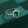 Classic Emerald Ring For Women Real S925 Silver Diamond Crystal Flower Loyal Finger Wedding Party Gift Female Jewelry