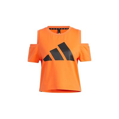 Str Tee Excite Color Block Imprimé Logo T-shirt Manches Courtes Creux Femme Tops Orange GP0652