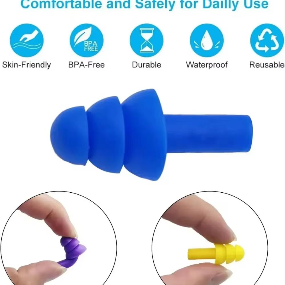 10pcs Soft Silicone Earplugs Waterproof Swimming Ear Plugs Reusable Noise Reduction Sleeping Ear Plugs Hearing Protector