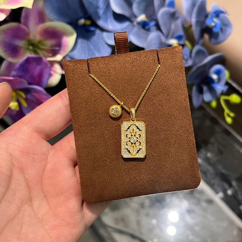 Medieval High-End Super Flash Full Diamond No Matter Brand Pendant Necklace Two-Color Retro Light Luxury Fashion Niche Exquisite Collarbone Chain