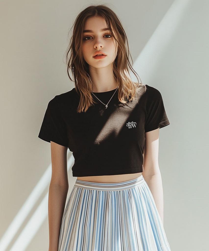 ONEHUNDREDPERCENT FOR WOMAN Ohp Logo Women'S Crop Short Sleeve Tee
