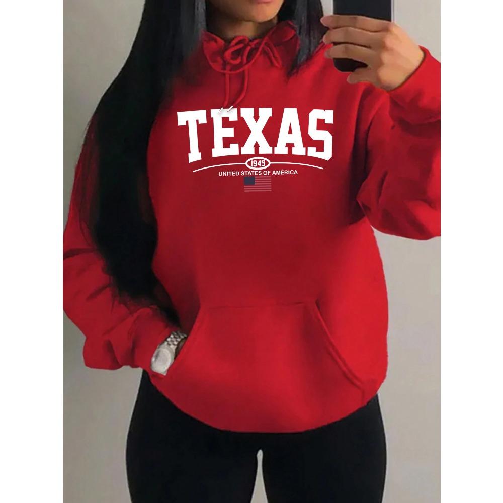 Texas Usa City Art Letter 1945 Print Women Hoody Harajuku Loose Hoodies Casual Street Y2K Sportswear Clothes