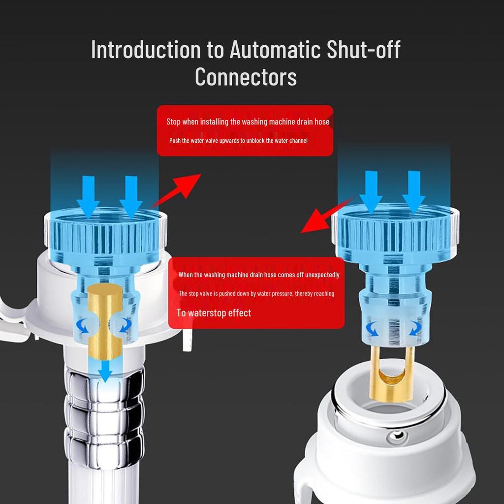 All-Copper Automatic Shut-off Washing Machine Faucet with Anti-Detachment Hose and Universal Check Valve Adapter