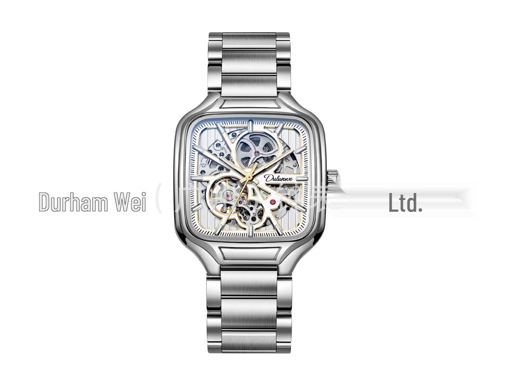 Durham Wei Men's High-End Automatic Mechanical Watch: Waterproof, Luminous, Hollow Design.