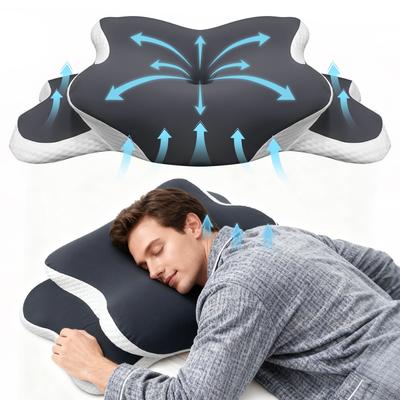 Ergonomiczna poduszka szyjna Poduszka z pianki memory Łagodzenie bólu szyi W zestawie poszewka na poduszkę z lodowego jedwabiu Regulowana Dla osób śpiących na plecach i na boku