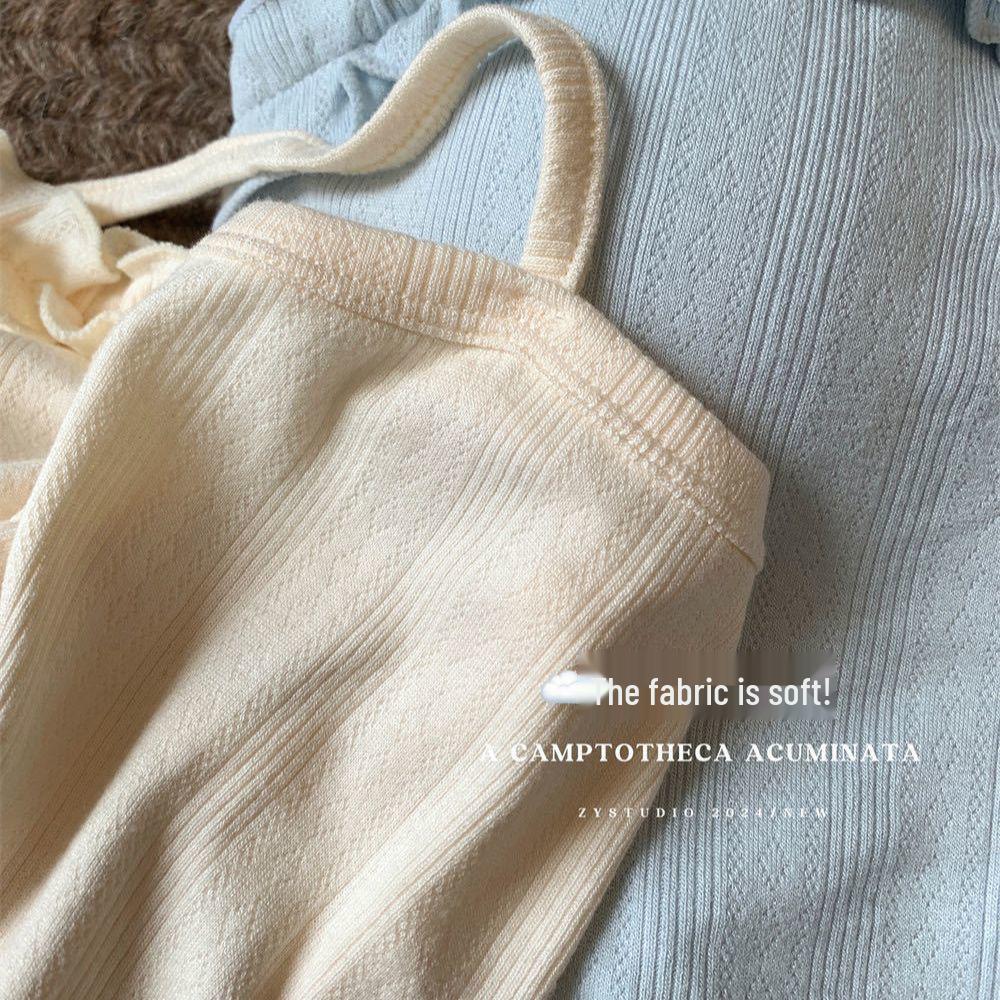 Korean Style Bowknot Patchwork Camisole with Chest Pads - Women's Summer Spicy Girl Lingerie