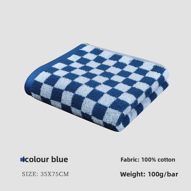Checkered Bath Towel Cotton Face Towel Adult Absorbent Towels Gift Towel Supplies Bathing Tools