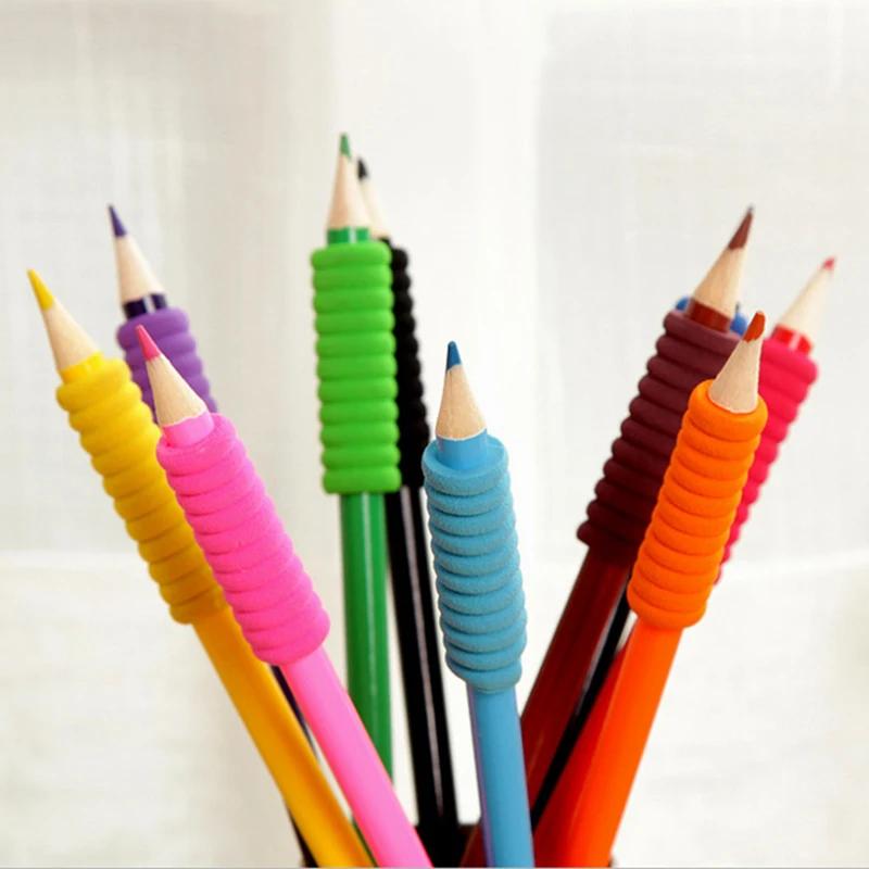 12pcs Random Color Cute Soft Cushioning Foam Pencil Case Portable Touch Pen Handle Case Anti Slip Anti Scratch Protective Case
