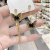 Advanced Design Asymmetrical Butterfly Tassel Earrings with Temperament and Personality AB Style Earrings and Earrings