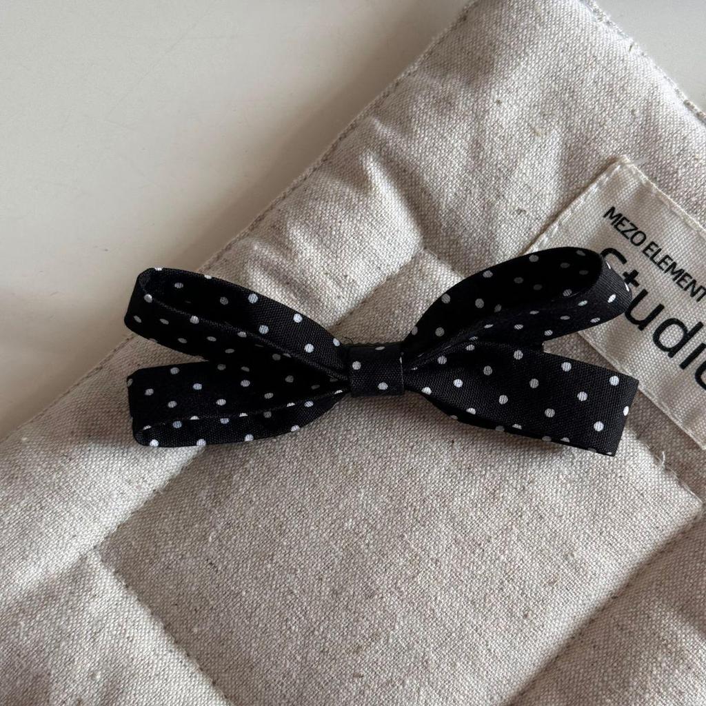 French Black & White Polka Dot Bow Hair Claw – Versatile Fashion Shark Clip