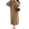 J-Scott Women's Knit Cable Knit Dress, Round Neck, Knee-Length, I-Line, Brown, JS118-BR-M (Limited Stock)
