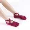 Women Breathable Yoga Socks Five Toe Silicone Non-Slip Bandage Pilates Socks Ladies Ballet Dance Fitness Workout Cotton Socks