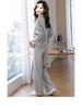 Women's Trendy Autumn Two-Piece Set: Elegant Collared Long-Sleeve Sweatshirt and Casual Pants