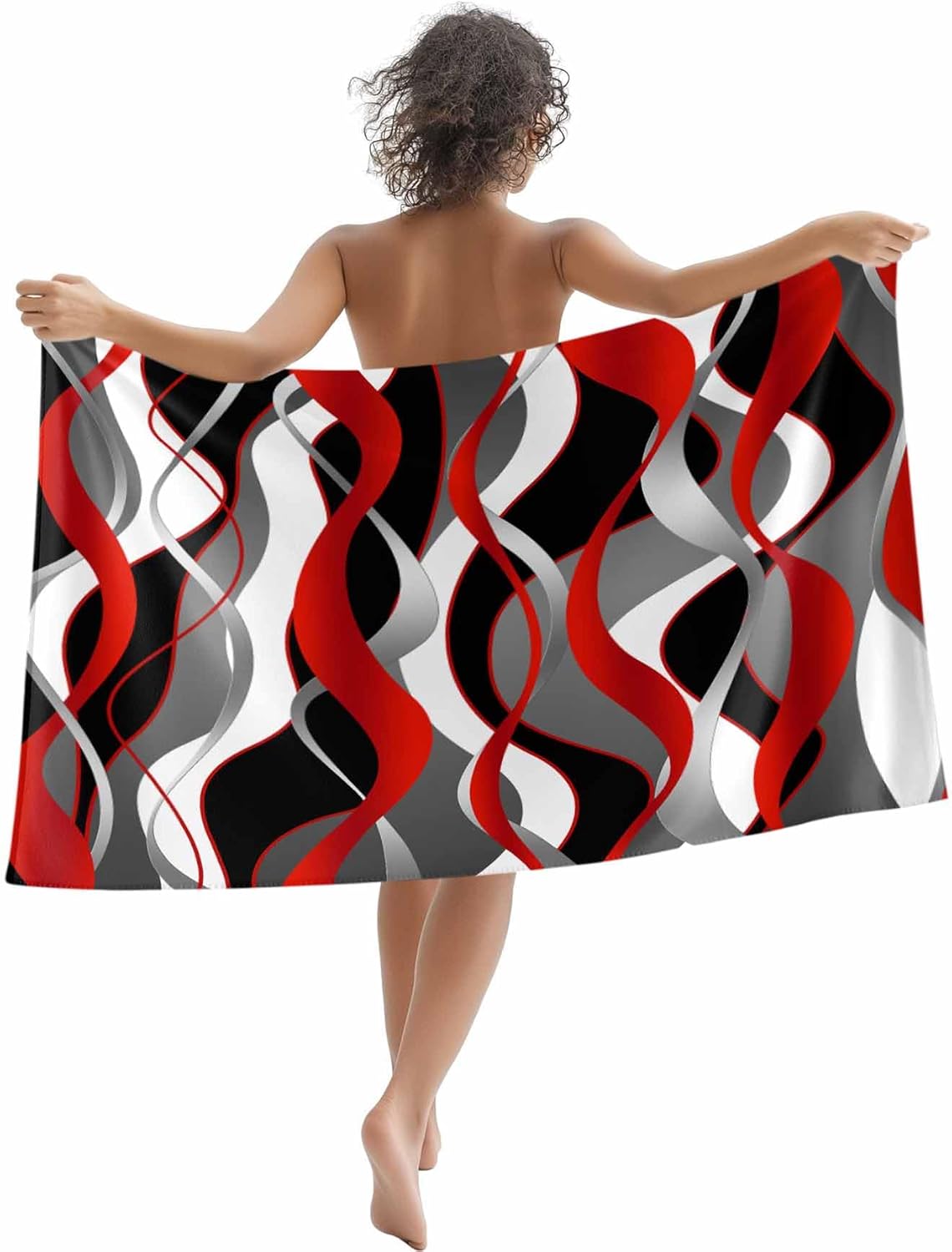 

Modern Art Beach Blanket, Swirling Abstract Pattern, Soft Absorbent Microfiber, Sand Free, Perfect for Travel, Surfing W30*H60(CM)