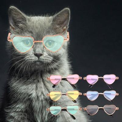 Small Cosplay Costume Party Heart Metal Sunglasses Cats Small Dogs Dog Glasses Cat Glasses