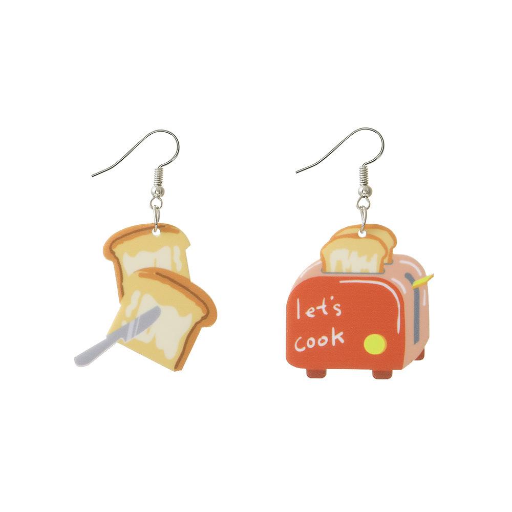 Personalized Environmentally Friendly Acrylic Earrings, Cartoon Burger Kitchen Tableware Modeling Earrings Earrings