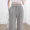 Women's Summer Thin Section Plus Size Striped Sweatpants High Waist Loose Nine-minute Trousers
