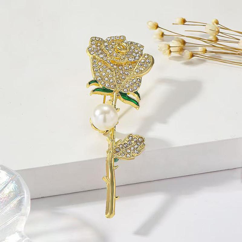 Elegant Gold Color Rose Flower Brooches For Women Alloy  Bouquet Brooch Wedding Coat Dress Decoration Gifts