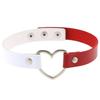 Eco-friendly PU Leather Japanese Harajuku Hip-hop Heart-shaped Peach Heart Love Two-color Splicing Neck Strap Collarbone Collar Punk Necklace