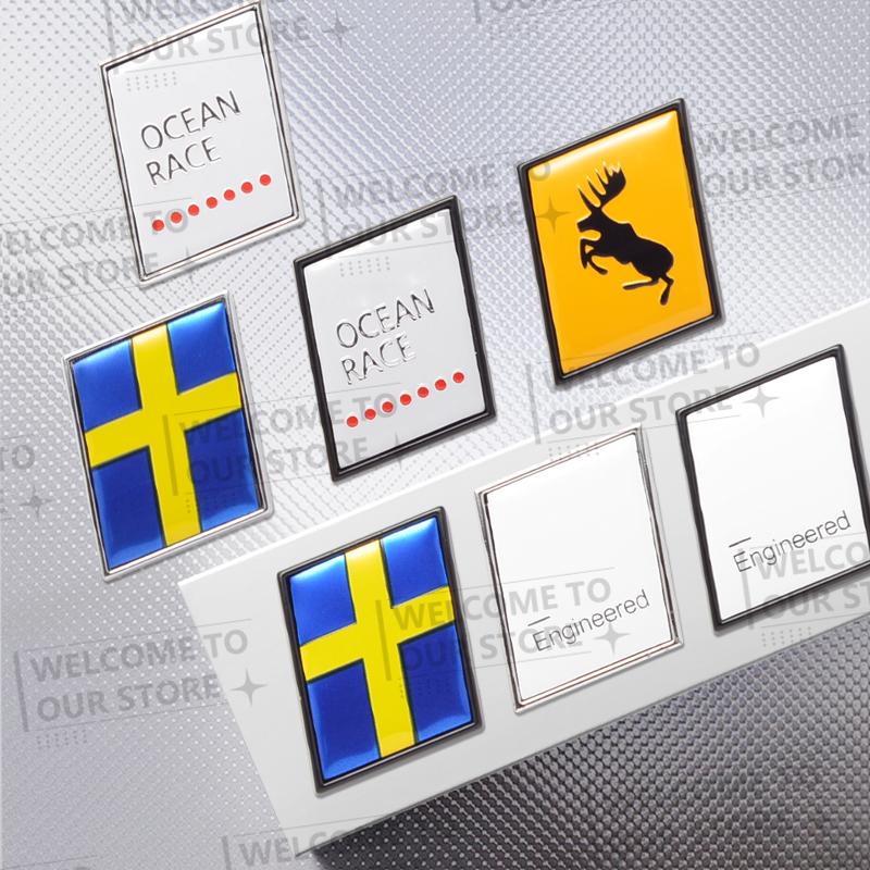 Car Sticker Elk Moose Test Elk R Design Sweden Flag 3D Metal Logo Badge Decal Rear Trunk Emblem For Volvo V40 XC40 XC60 XC90 V60