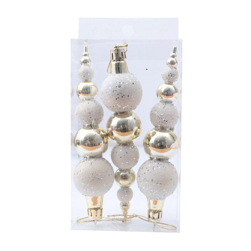 Hand-Painted Christmas Tree Flat Ball Ornament Set