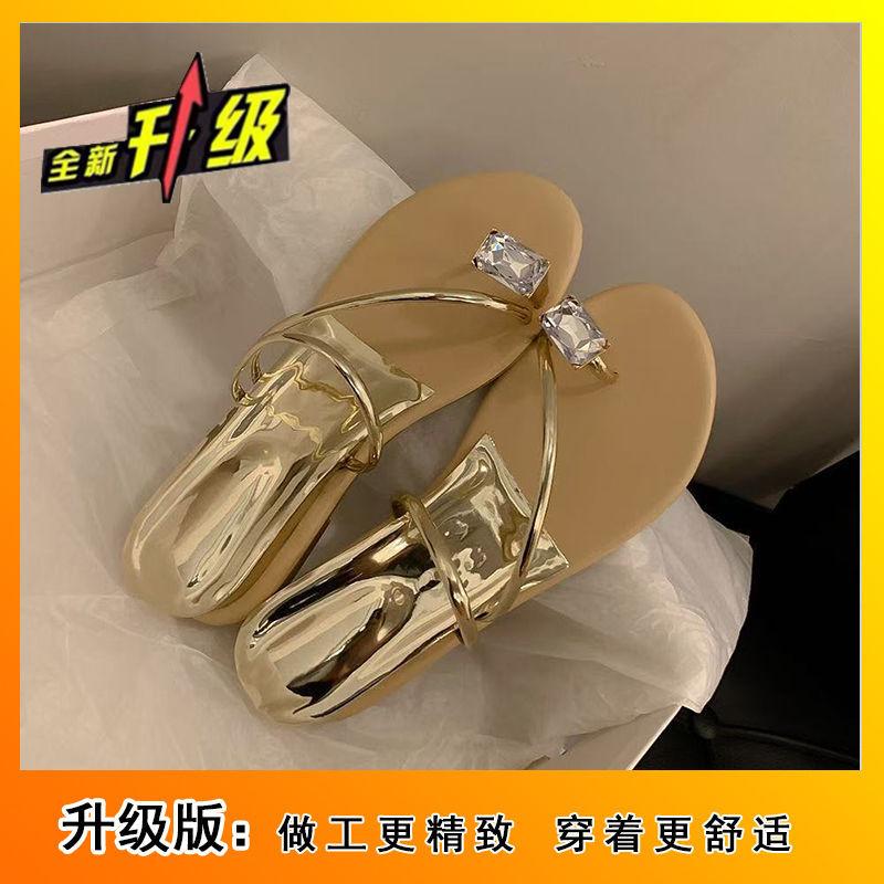 Fashion niche design solid color casual sandals celebrity temperament toe silver comfortable sandals summer