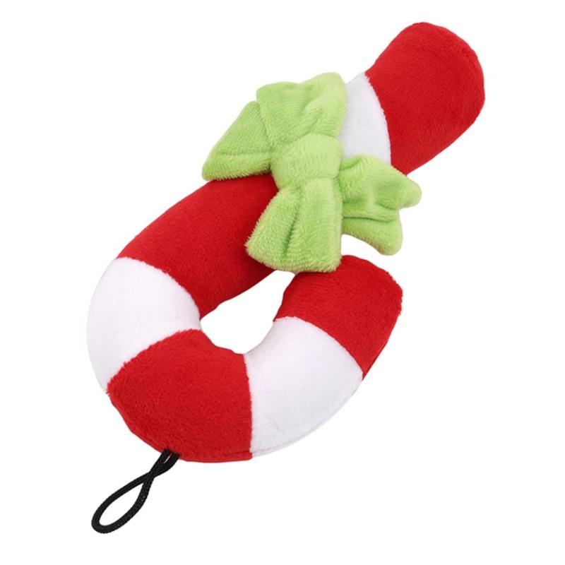 Christmas Pet Dog Toy Candy Cane Crutch Shape Chew Bite Training Tool Teether Cane Cleaning Dog Interactive Toy Bite-resistant