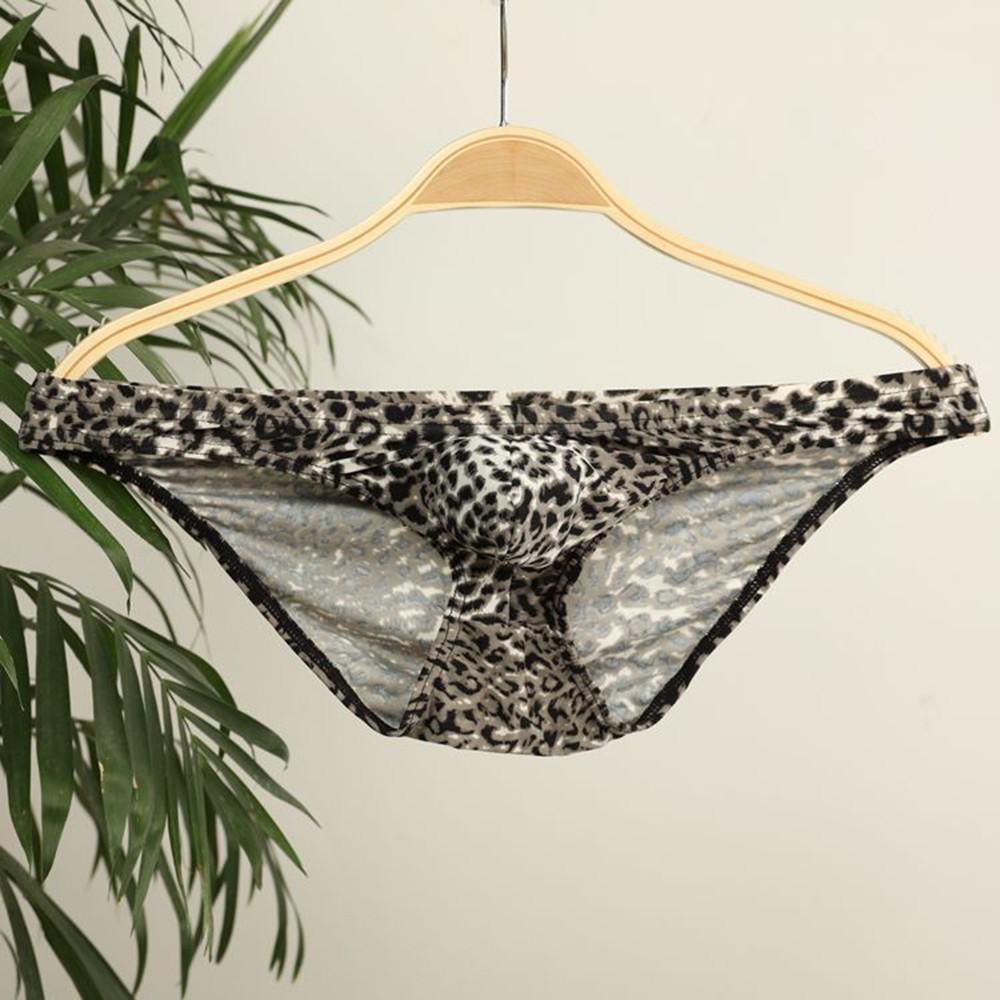 Men Sexy Underwear Leopard Printed Briefs Low Rise Breathable Underpants