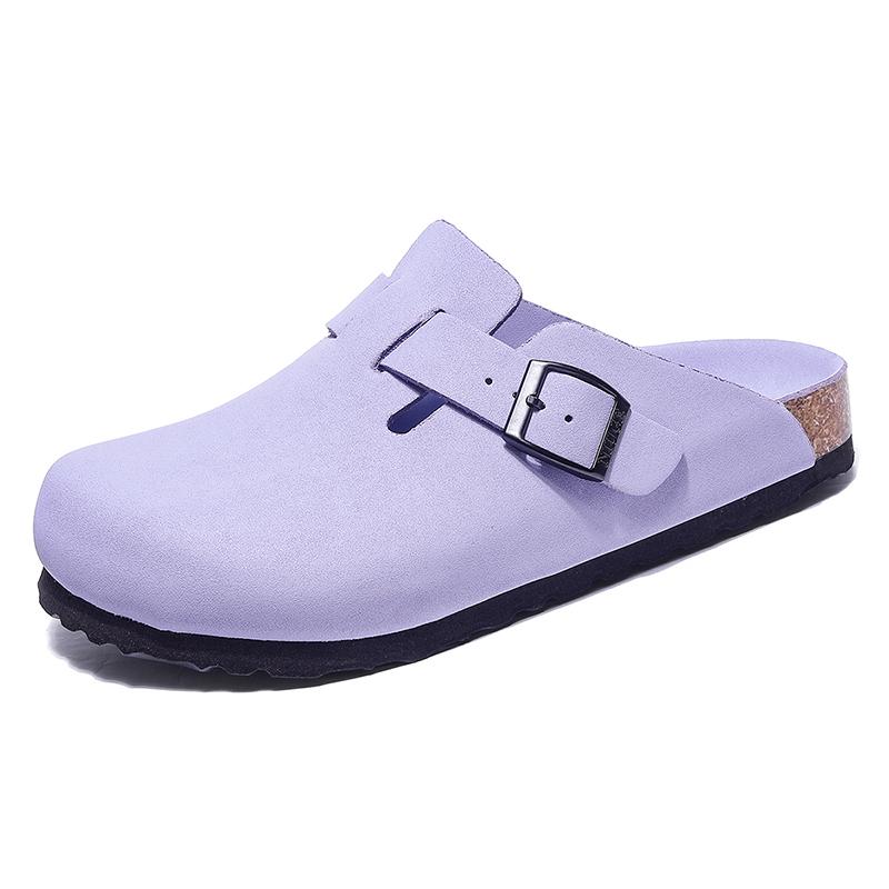 Unisex Leder Clogs Marinefarben Korkfußbett Sandalen mit Verstellbarer Schnalle Geschlossene Zehen Komfort Slides für Herren Damen 10 Farben