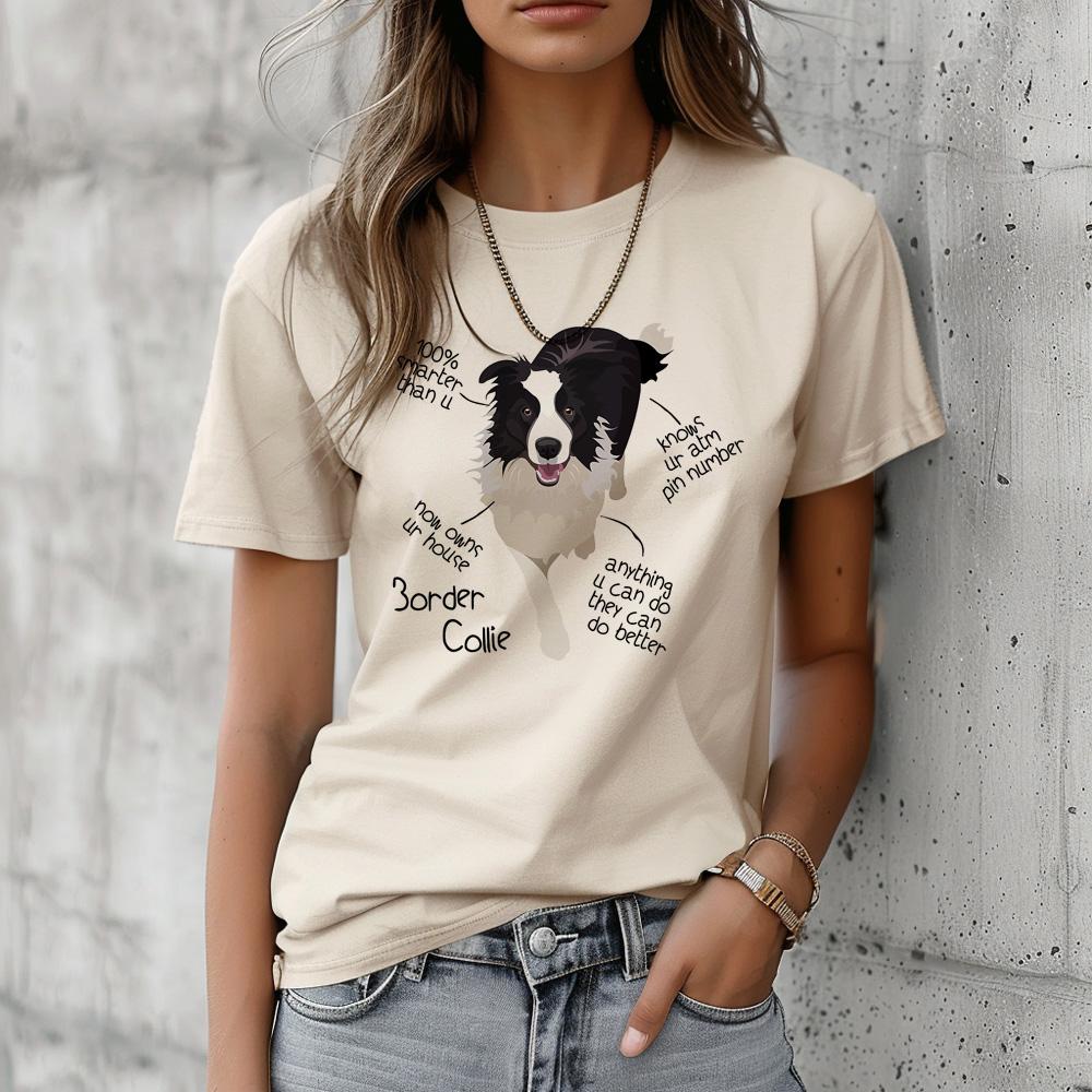 

Футболка бордер-колли женская уличная графическая футболка женская одежда в стиле комикс манга M