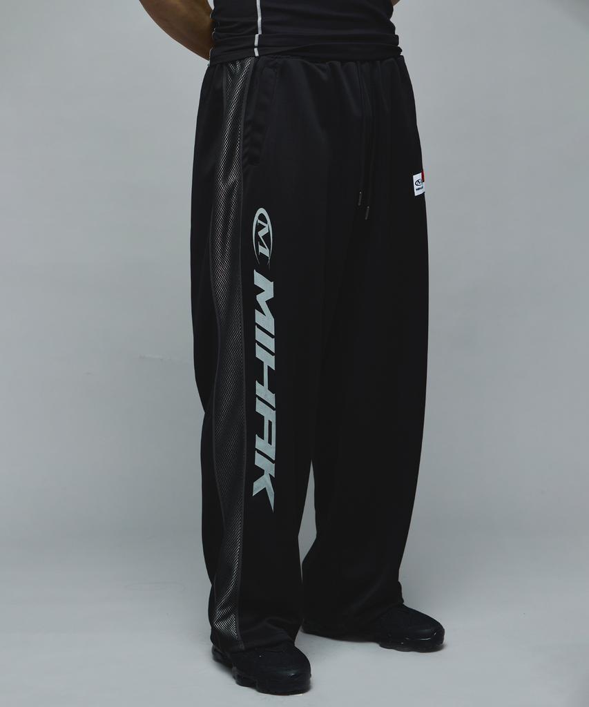 Mihag Sponsor Logo Mesh Jersey Wide Pants (Black)