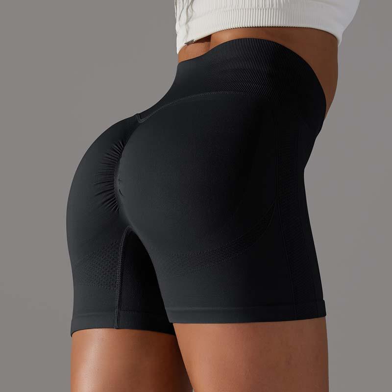 High-Waist T-Line Free Nude Feel Yoga Shorts - Abdominal Control & Hip-Lifting