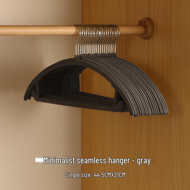 Non-Slip Thickened Flocked Clothes Hanger - Seamless, No Shoulder Marks, Multi-functional Household Hanger for Adults
